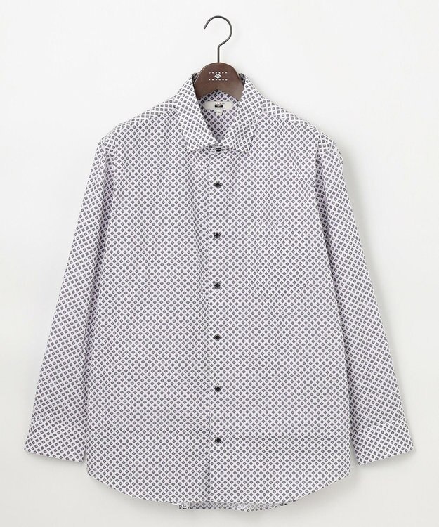 JOSEPH ABBOUD 【キングサイズ・オーガニックコットン使用】ジオメトリックパターンシャツ ライラック系5