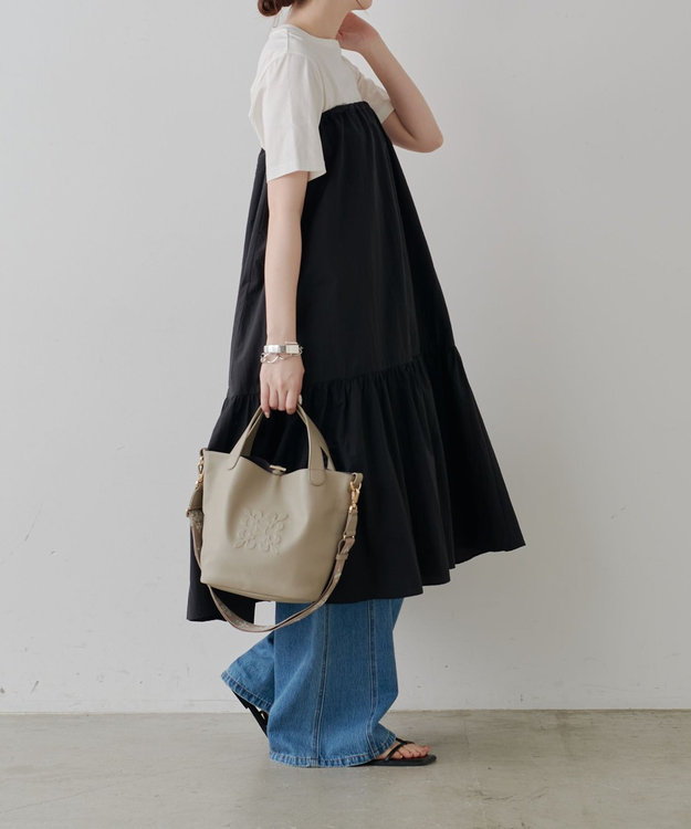 russet エンボスモノグラム2WAYタウントートバッグ(CE-1672-WEB) GrayBeige