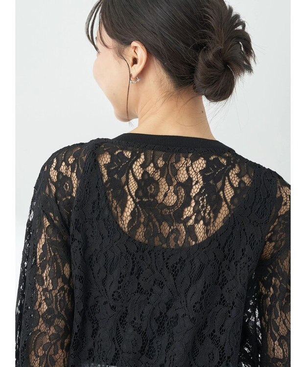 earth music&ecology レースカーディガン Black