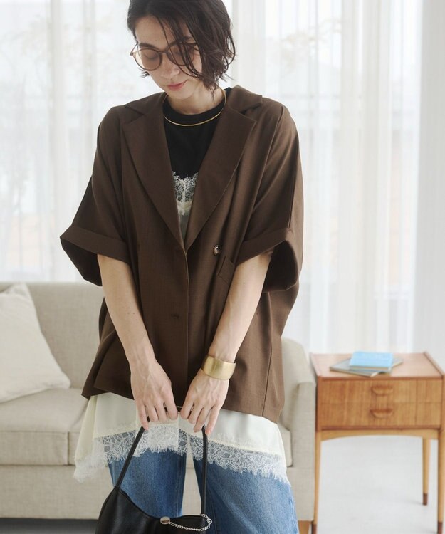 WEGO 【ANGIE VINTAGE】ハーフスリーブジャケット ブラウン