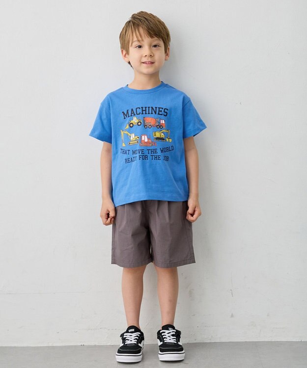 ANY KIDS 【洗濯機可能】はたらく車プリント 半袖Tシャツ ブルー