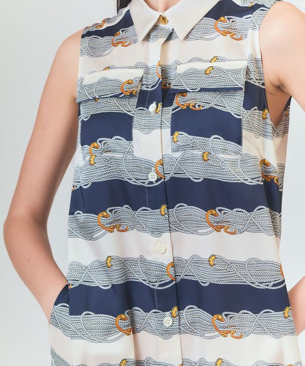 GRACE CONTINENTAL ロープボーダーワンピース ネイビー