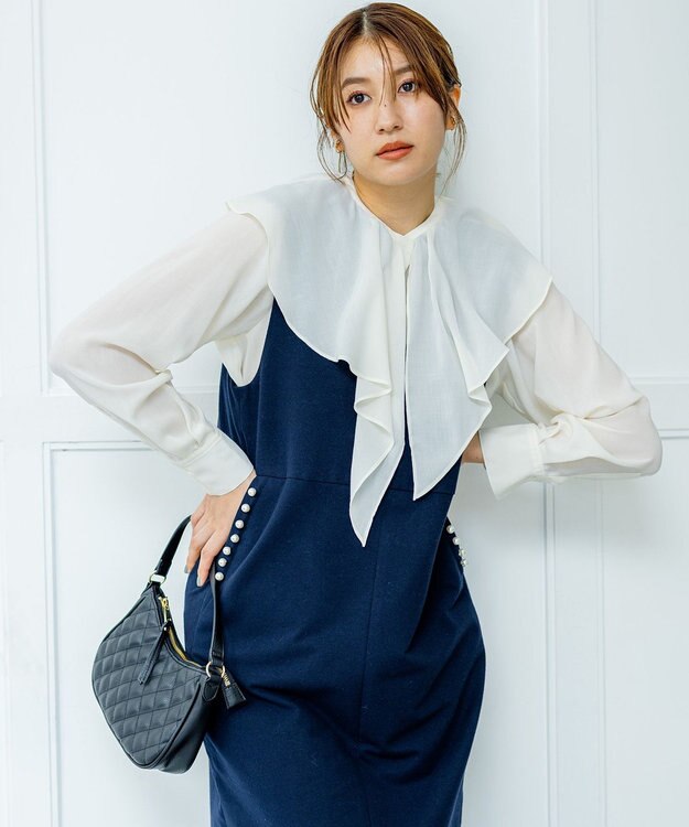 組曲 L シフォンツイルラッフル ブラウス アイボリー系