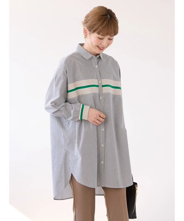 AMERICAN HOLIC リブラインシャツチュニック Off White