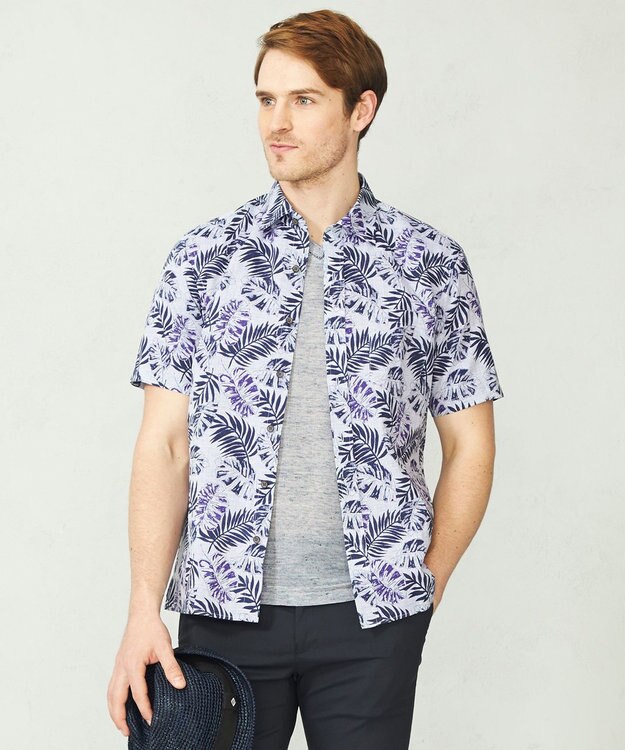 JOSEPH ABBOUD リヨセルリーフ 半袖シャツ パープル系5