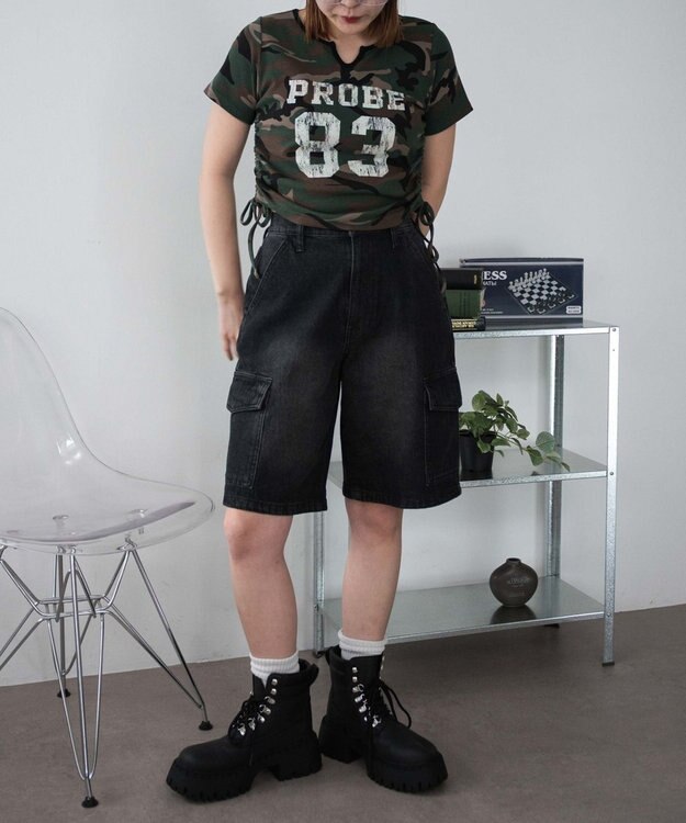 WEGO キーネックサイドレースアップちびT 柄4