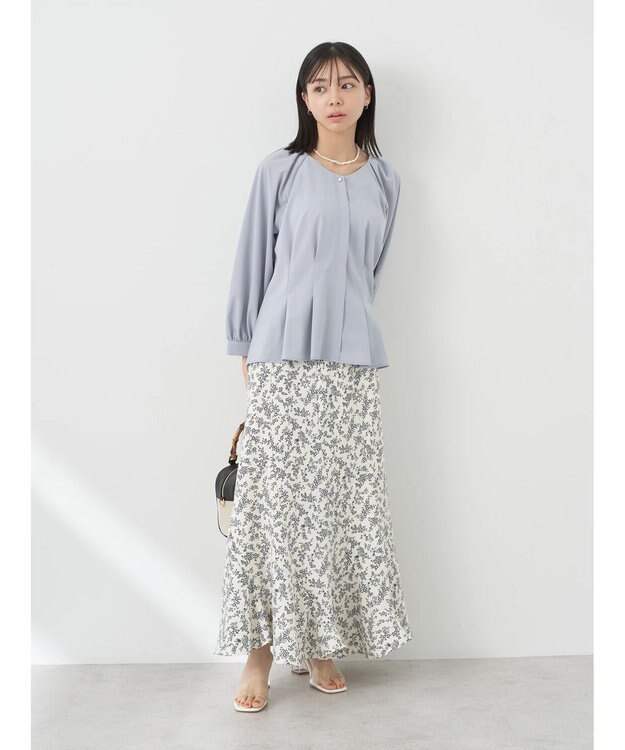 earth music&ecology ペプラムブラウス Grayish Blue