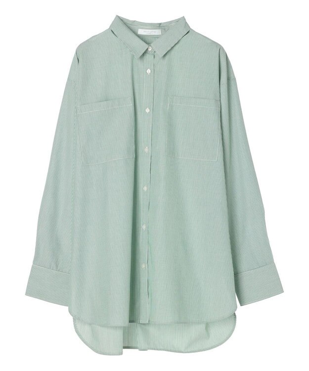 Green Parks 胸元ポケットイージーケアストライプシャツ Green