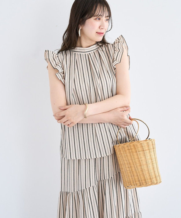 Green Parks ・ＥＬＥＮＣＡＲＥ　ＤＵＥ　ストライプフリルブラウス Blue