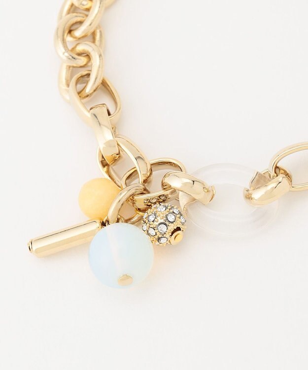 自由区 カラーパーツ×チェーンブレスレット ゴールド系