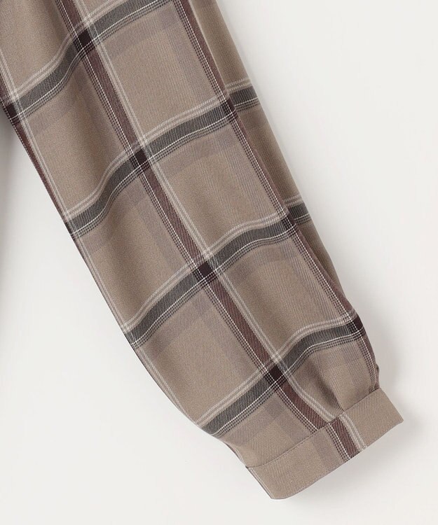 J.PRESS LADIES 【洗える】ハイツイストチェック バンドカラー ブラウス ベージュ系3