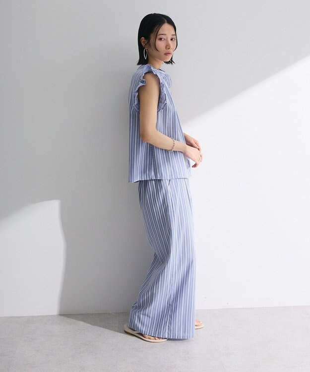 Green Parks ・ＥＬＥＮＣＡＲＥ　ＤＵＥ　ストライプフリルブラウス Blue