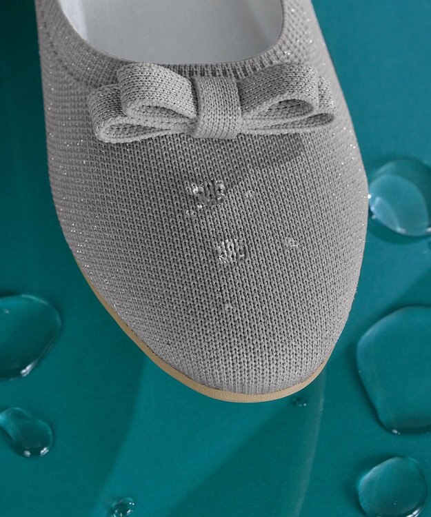 Tiaclasse 【安田美沙子さん着用/小倉優子さん着用・洗える/撥水】プチリボンニットフラットパンプス シルバー