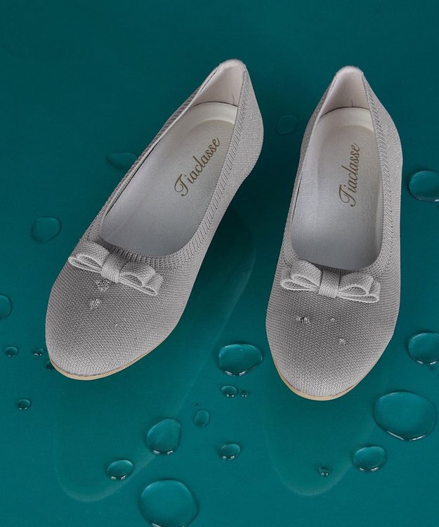 Tiaclasse 【安田美沙子さん着用/小倉優子さん着用・洗える/撥水】プチリボンニットフラットパンプス シルバー