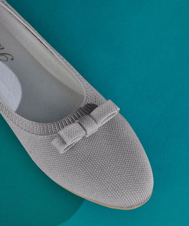 Tiaclasse 【安田美沙子さん着用/小倉優子さん着用・洗える/撥水】プチリボンニットフラットパンプス シルバー