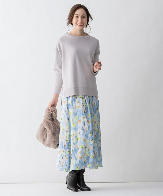 自由区 【Sサイズ有】コットンカシミヤ ニットトレーナー ライトグレー系