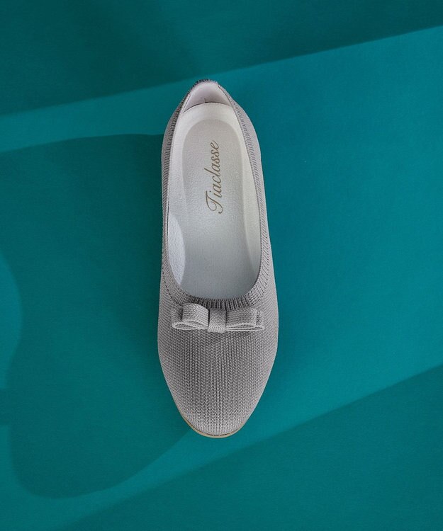 Tiaclasse 【安田美沙子さん着用/小倉優子さん着用・洗える/撥水】プチリボンニットフラットパンプス シルバー