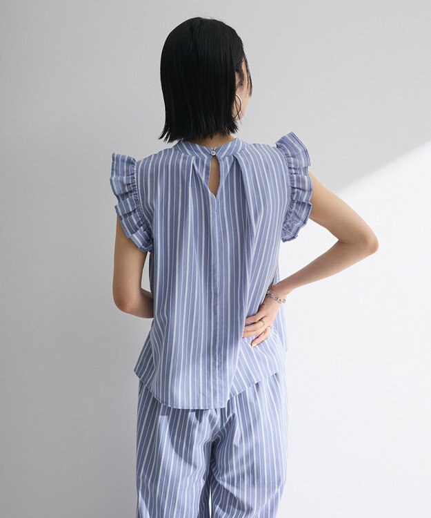 Green Parks ・ＥＬＥＮＣＡＲＥ　ＤＵＥ　ストライプフリルブラウス Blue