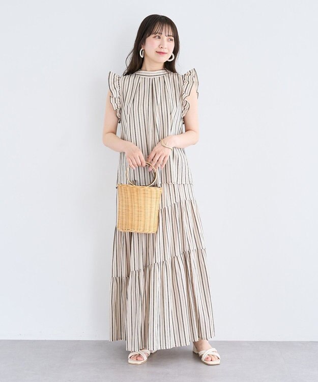 Green Parks ・ＥＬＥＮＣＡＲＥ　ＤＵＥ　ストライプフリルブラウス Blue