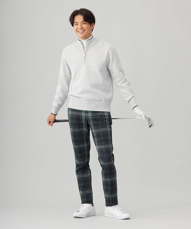 23区GOLF 【MEN】【ストレッチ】チェック柄プリント パンツ ダークグリーン系3