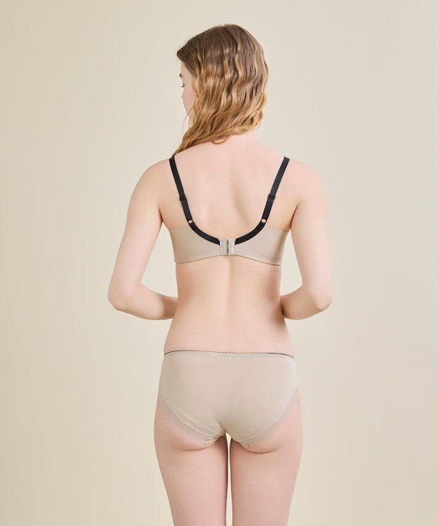 une nana cool さあわたし レース 脇高ブラジャー MADE WITH LIBERTY FABRIC ベージュ×ブラック