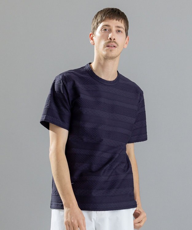 JOSEPH HOMME ジャガードボーダー　クルーネックTシャツ ネイビー系3