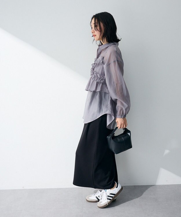 Green Parks 【WEB限定】ＳＥＴ２点フリルビスチェ＋シャツチュニックⅡ Charcoal Gray