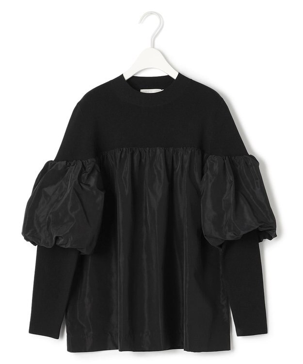 ICB L 【CLASSY.1月号掲載・洗える】VIS/PEスムース レイヤードデザインニット ブラック系