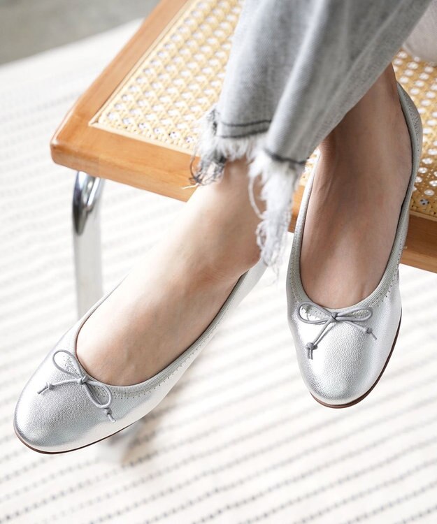 nouvelleRobe Oū サイズ追加【本革・高反発】Round ラウンドトゥ メタリックバレエシューズ シルバー