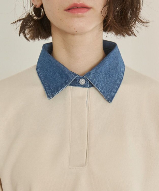 WEGO 【ANGIE VINTAGE】デニム襟スウェット ホワイトアイボリー