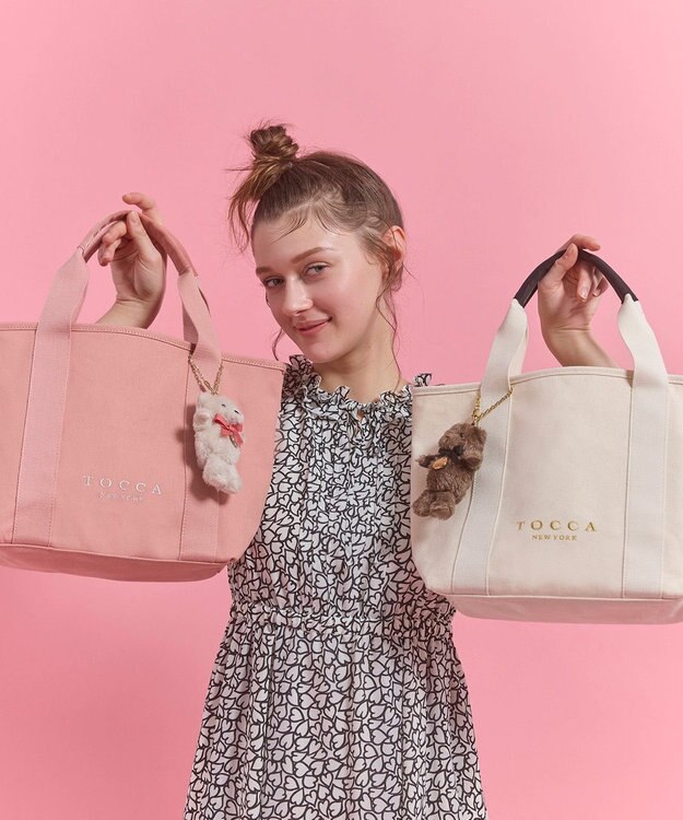 TOCCA 【ぬいぐるみチャーム付き】TOCCA AMICO CANVAS TOTE キャンバストート ピンク系