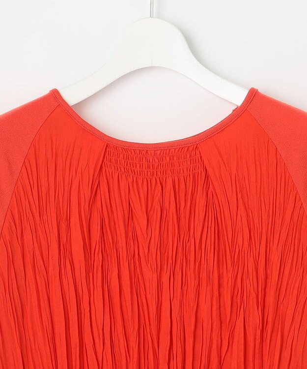 自由区 S 【洗える】ジョーゼットプリーツコンビ カットソー グラムレッド