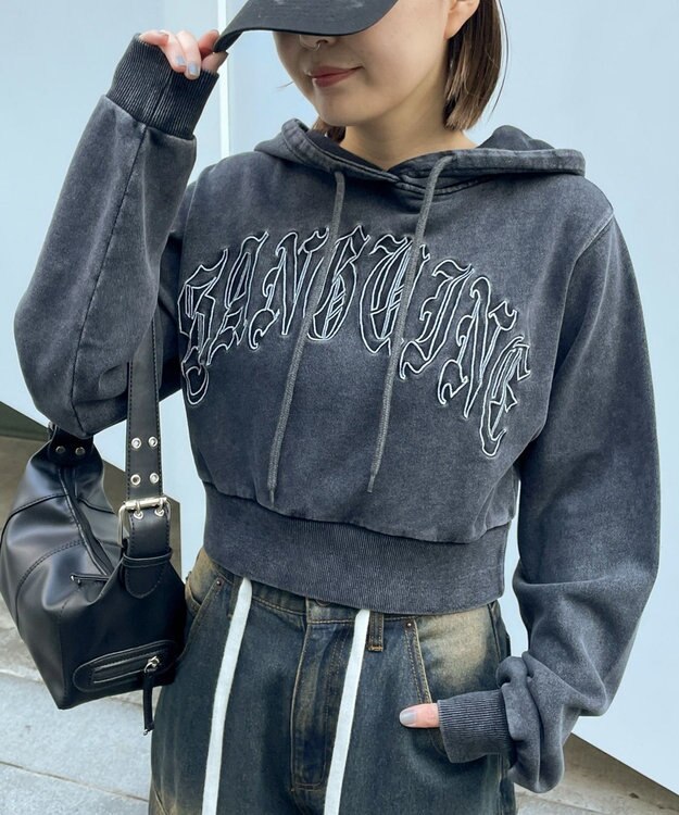 WEGO グラフィックアシッドウォッシュショートプルパーカー 柄2