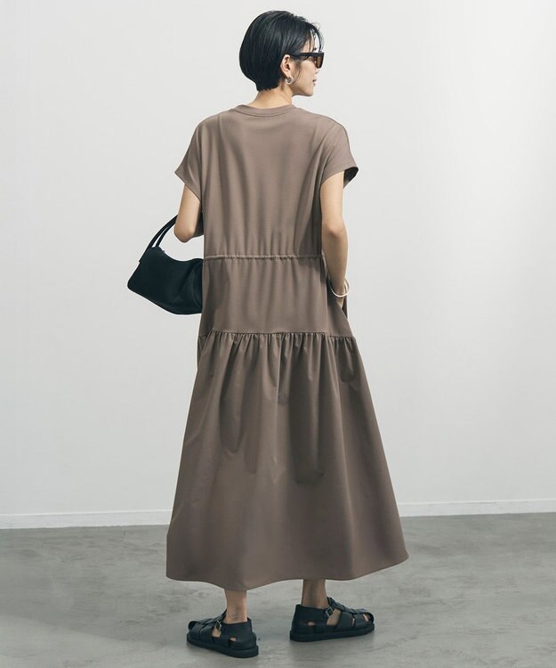 UNFILO L BEAUTY-FORM T コンビティアード ワンピース モカ×モカ