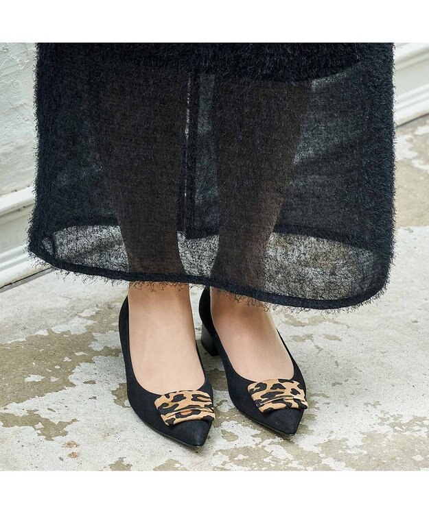 MODE ET JACOMO <MODE ET JACOMO>バックルポインテッドトゥパンプス ブラックコンビ