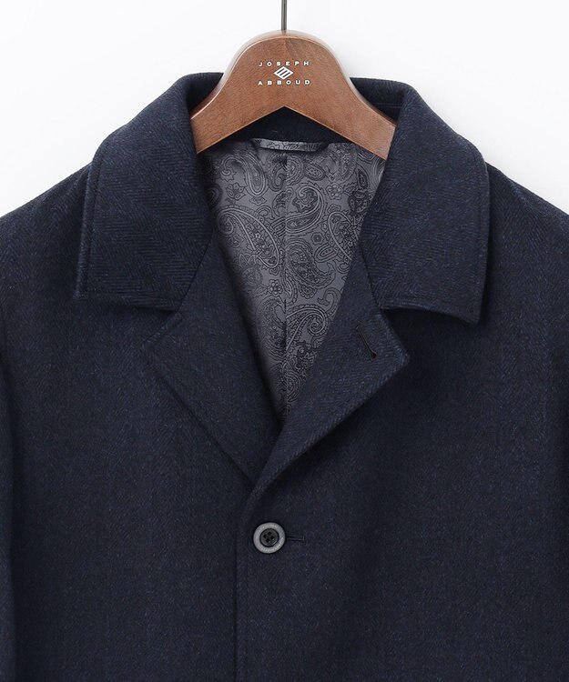 JOSEPH ABBOUD 【ソフト/軽量/JAPANファブリック】 アンゴラウールビーバー ステンカラー コート ネイビー系