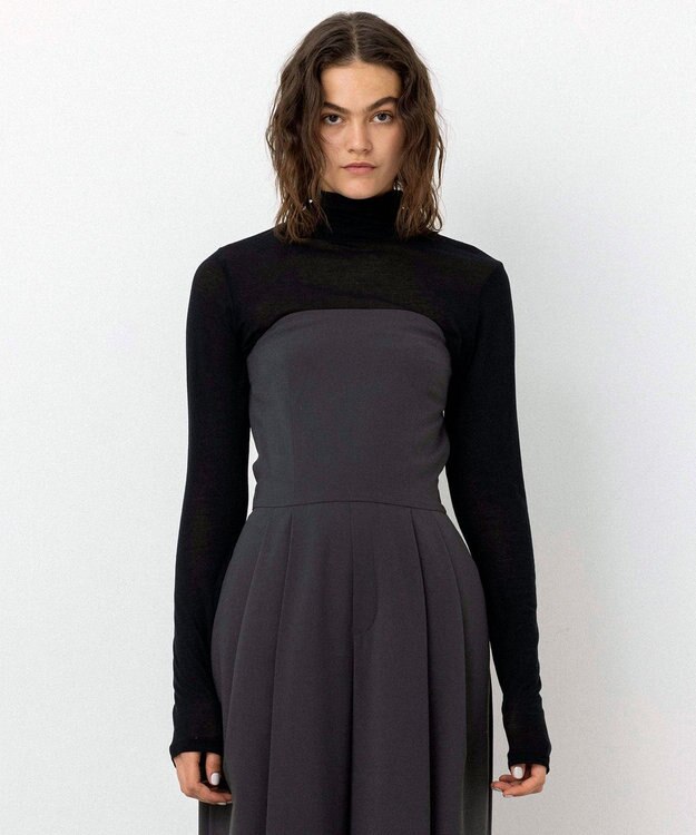 NAVE 【Nave・洗える】ツイストシアー タートルネックプルオーバー ブラック系