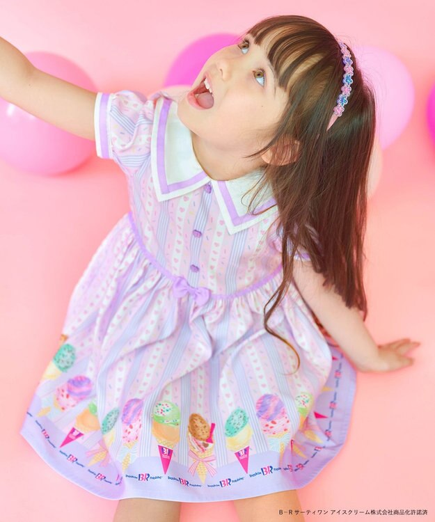 ANY KIDS 【any FAM×サーティワン アイスクリーム】ストライプ ワンピース ラベンダー