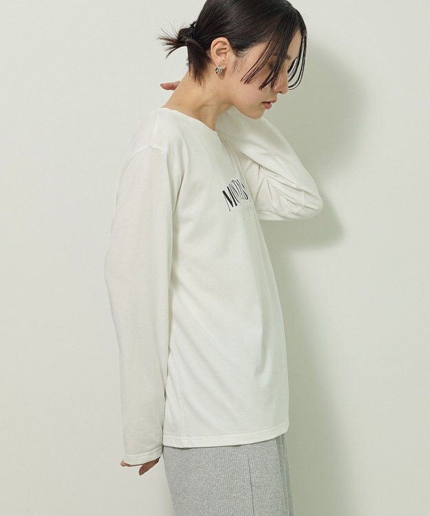 Green Parks キレイ目ロゴ長袖Ｔシャツ Off White