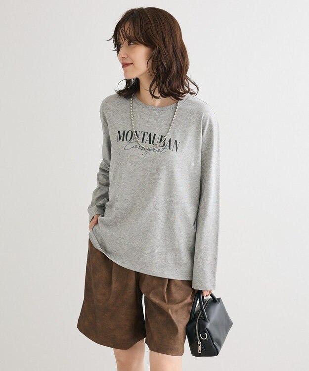 Green Parks キレイ目ロゴ長袖Ｔシャツ Gray