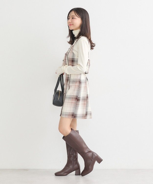 earth music&ecology コットンツイルチェックミニスカート Brown