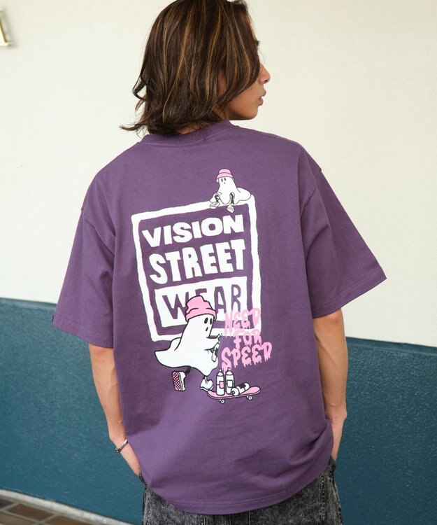 WEGO 【ユニセックス着用ITEM】別注VISIONボックスロゴゴーストスケーターT（SS） パープル