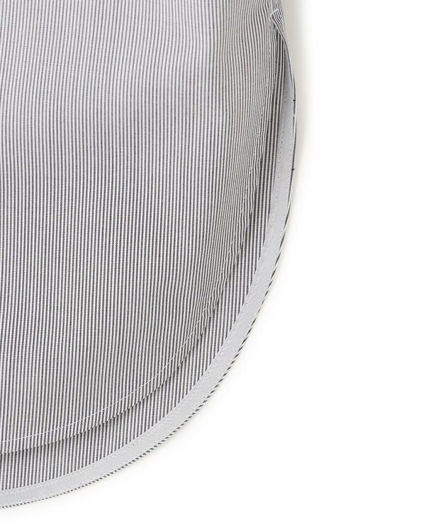 ICB 【洗える】 クリーンブロード バンドカラーシャツ ブラックストライプ系