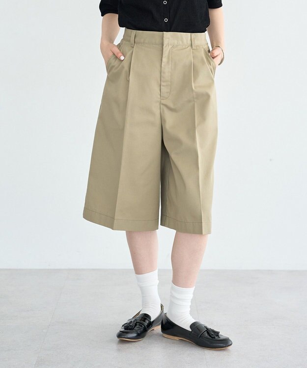 earth music&ecology タックハーフパンツ Beige