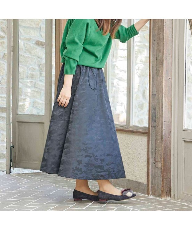 MODE ET JACOMO <MODE ET JACOMO>ファー付ポインテッドトゥフラットパンプス ダークグレースエード