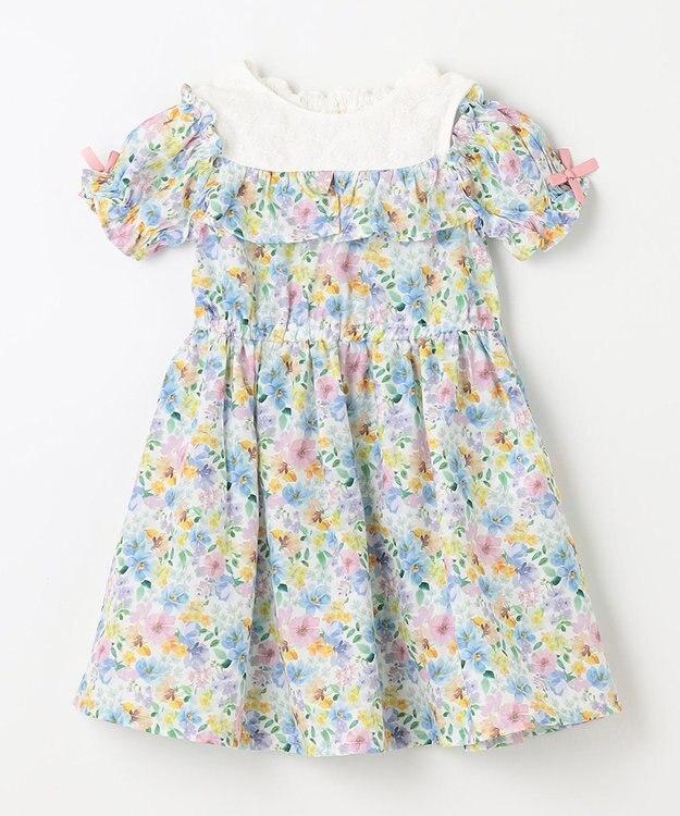 ANY KIDS オンオフショルダー ガーリー ワンピース ホワイト系花柄