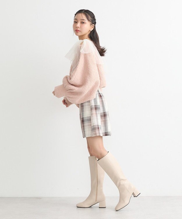 earth music&ecology コットンツイルチェックミニスカート Brown