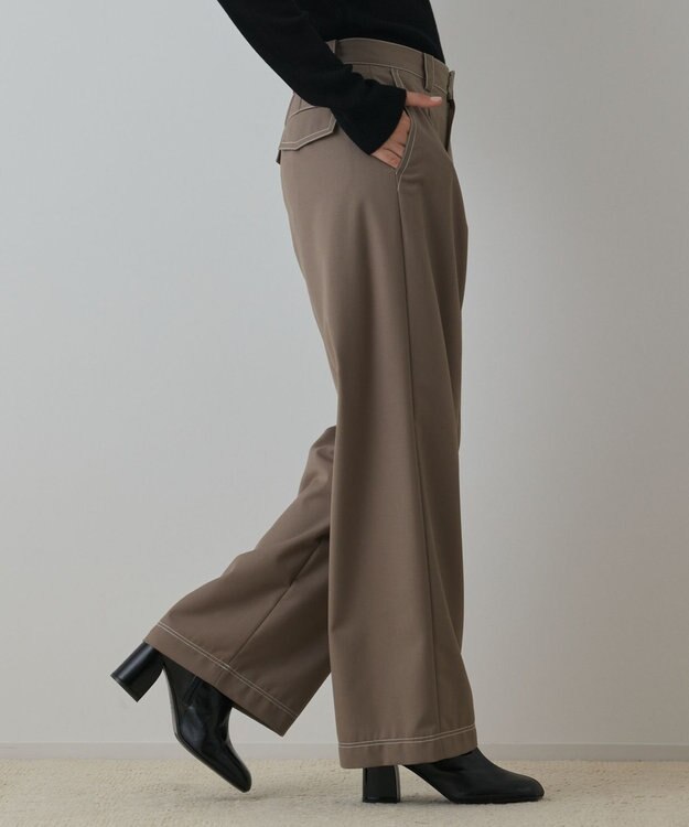 GRACE CONTINENTAL タックカーブパンツ ベージュ