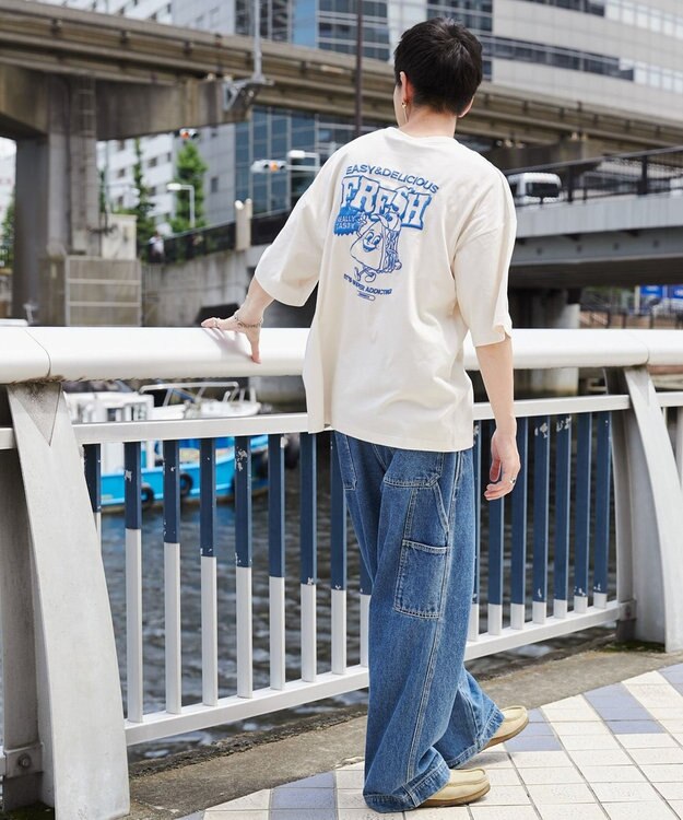 WEGO フードキャラ発泡プリントT ホワイトアイボリー