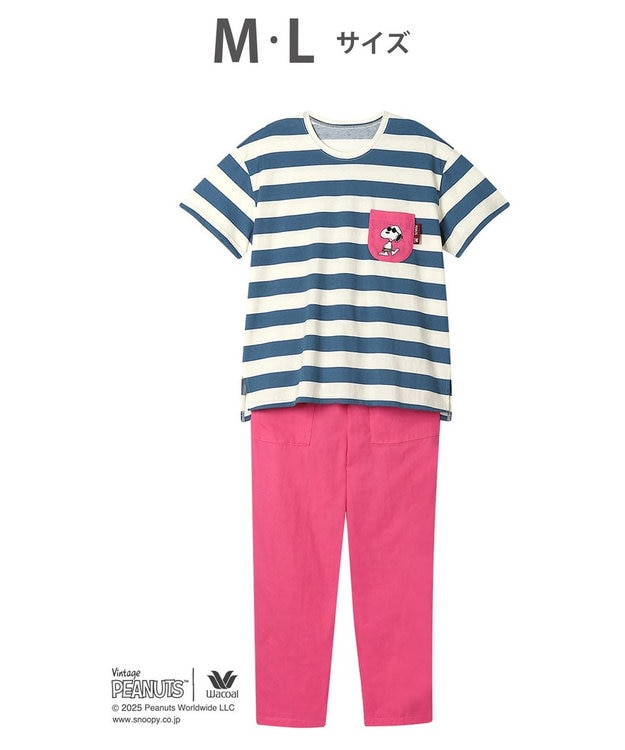 ワコール_リラックス＆スリープ パジャマ 4分袖 長ズボン 綿100